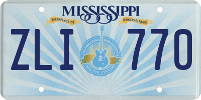 MS license plate ZLI770
