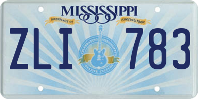 MS license plate ZLI783