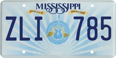 MS license plate ZLI785