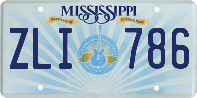MS license plate ZLI786