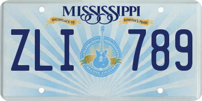 MS license plate ZLI789