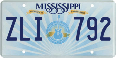 MS license plate ZLI792