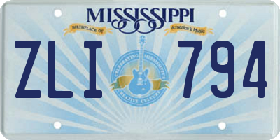MS license plate ZLI794