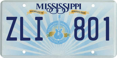 MS license plate ZLI801