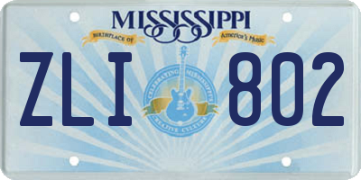 MS license plate ZLI802