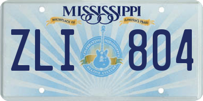 MS license plate ZLI804