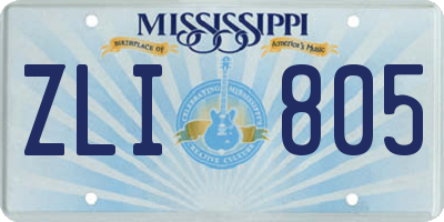 MS license plate ZLI805