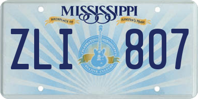 MS license plate ZLI807