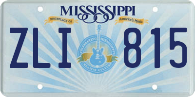 MS license plate ZLI815