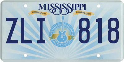 MS license plate ZLI818