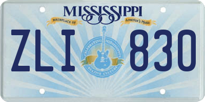 MS license plate ZLI830