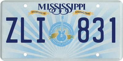 MS license plate ZLI831
