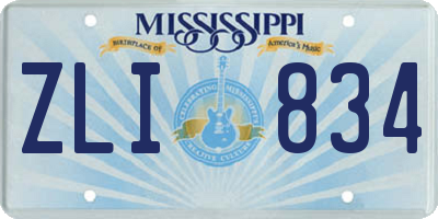 MS license plate ZLI834