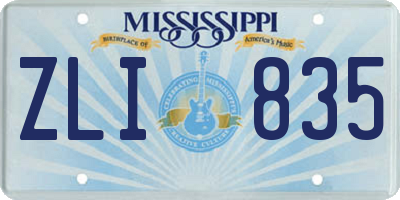 MS license plate ZLI835