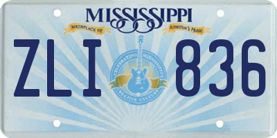 MS license plate ZLI836