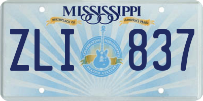 MS license plate ZLI837
