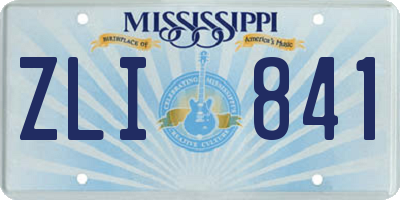 MS license plate ZLI841