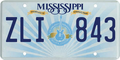 MS license plate ZLI843