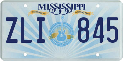 MS license plate ZLI845