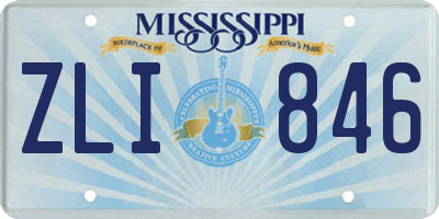 MS license plate ZLI846