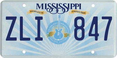 MS license plate ZLI847