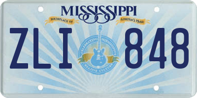 MS license plate ZLI848