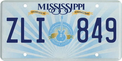 MS license plate ZLI849