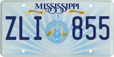 MS license plate ZLI855