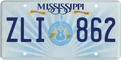 MS license plate ZLI862