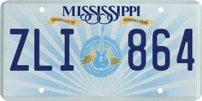 MS license plate ZLI864