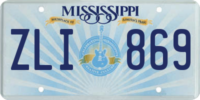 MS license plate ZLI869
