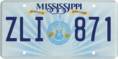 MS license plate ZLI871