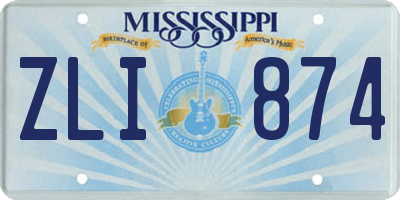 MS license plate ZLI874