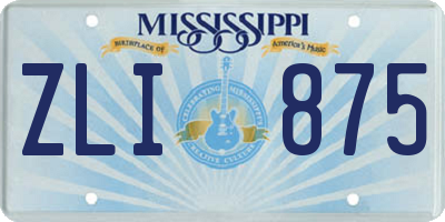 MS license plate ZLI875