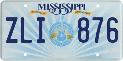 MS license plate ZLI876
