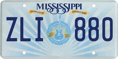 MS license plate ZLI880