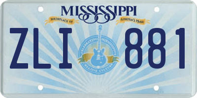 MS license plate ZLI881