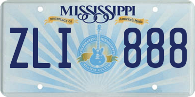 MS license plate ZLI888