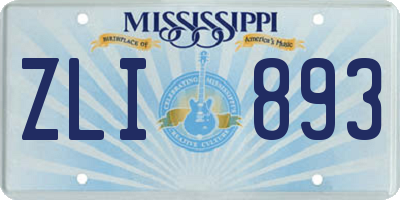 MS license plate ZLI893