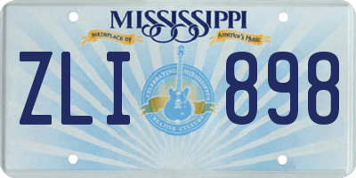 MS license plate ZLI898