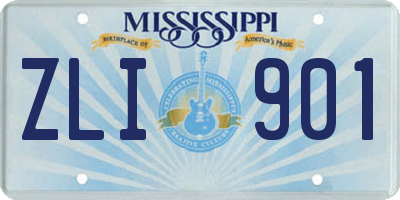 MS license plate ZLI901