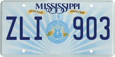 MS license plate ZLI903