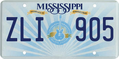 MS license plate ZLI905