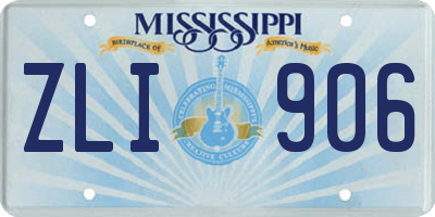 MS license plate ZLI906