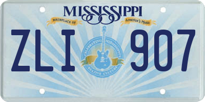 MS license plate ZLI907