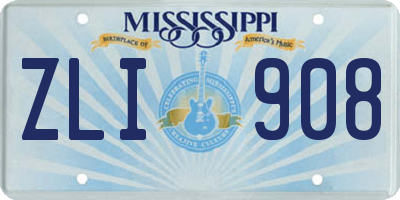 MS license plate ZLI908