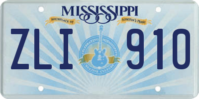 MS license plate ZLI910