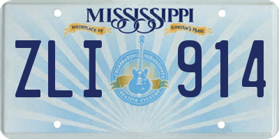 MS license plate ZLI914