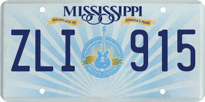 MS license plate ZLI915