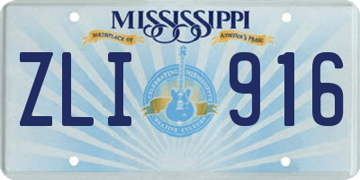 MS license plate ZLI916